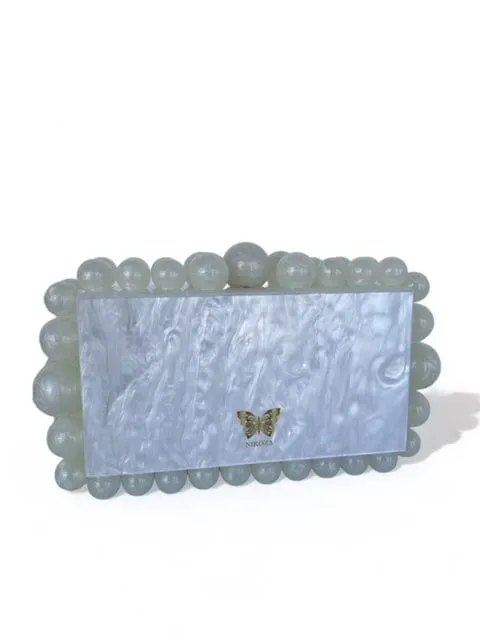 Kira Blue Acrylic Pearl Clutch Bag By Nikoza Collection