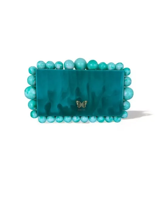 Kira Blue Acrylic Pearl Clutch Bag By Nikoza Collection
