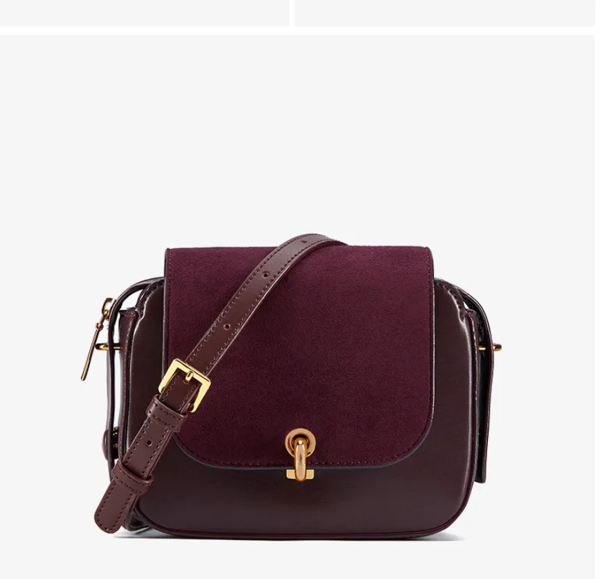 LAFESTIN SUEDE CROSS BODY BUCKLE BAG 619719  ORANGE PURPLE
