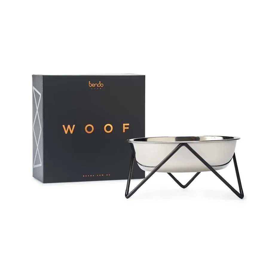 Luxe Woof Dog Bowl - Chrome & Black