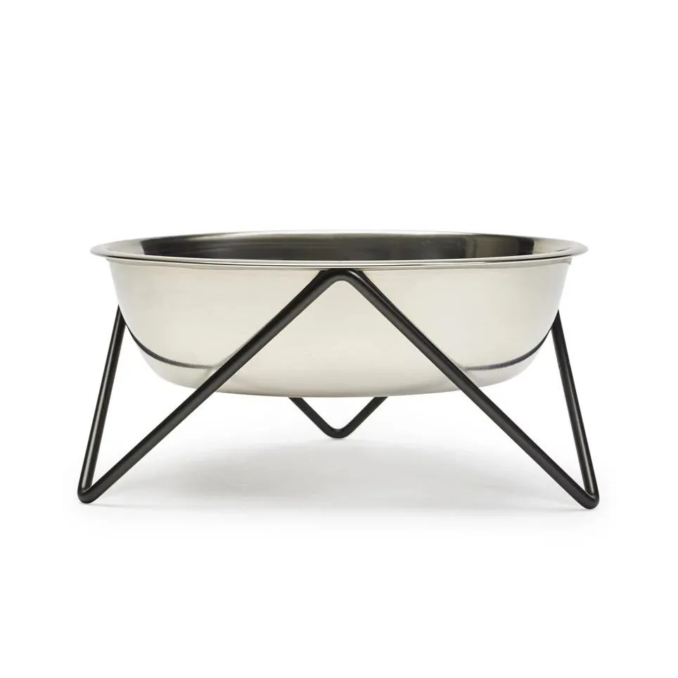 Luxe Woof Dog Bowl - Chrome & Black