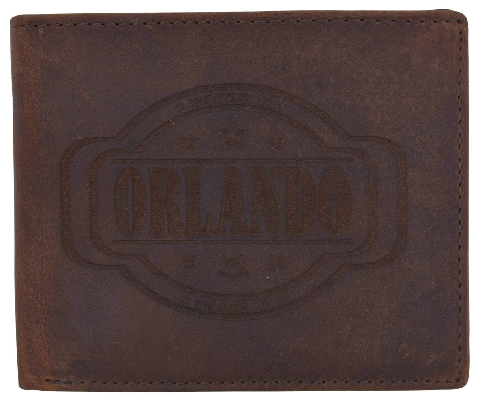Mens Orlando Printed Logo RFID Cowhide Leather Mens RFID Wallet