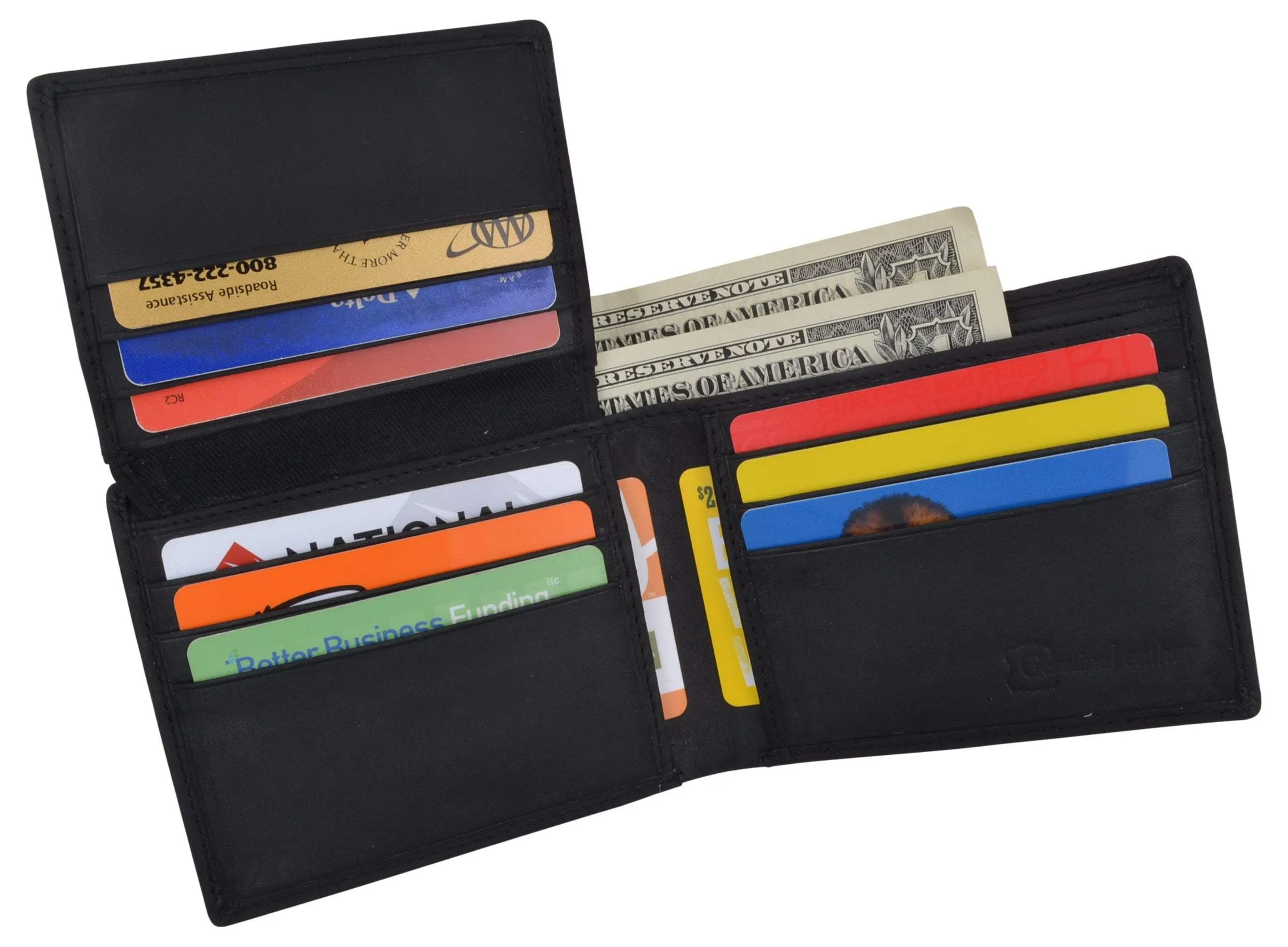 Mens Orlando Printed Logo RFID Cowhide Leather Mens RFID Wallet