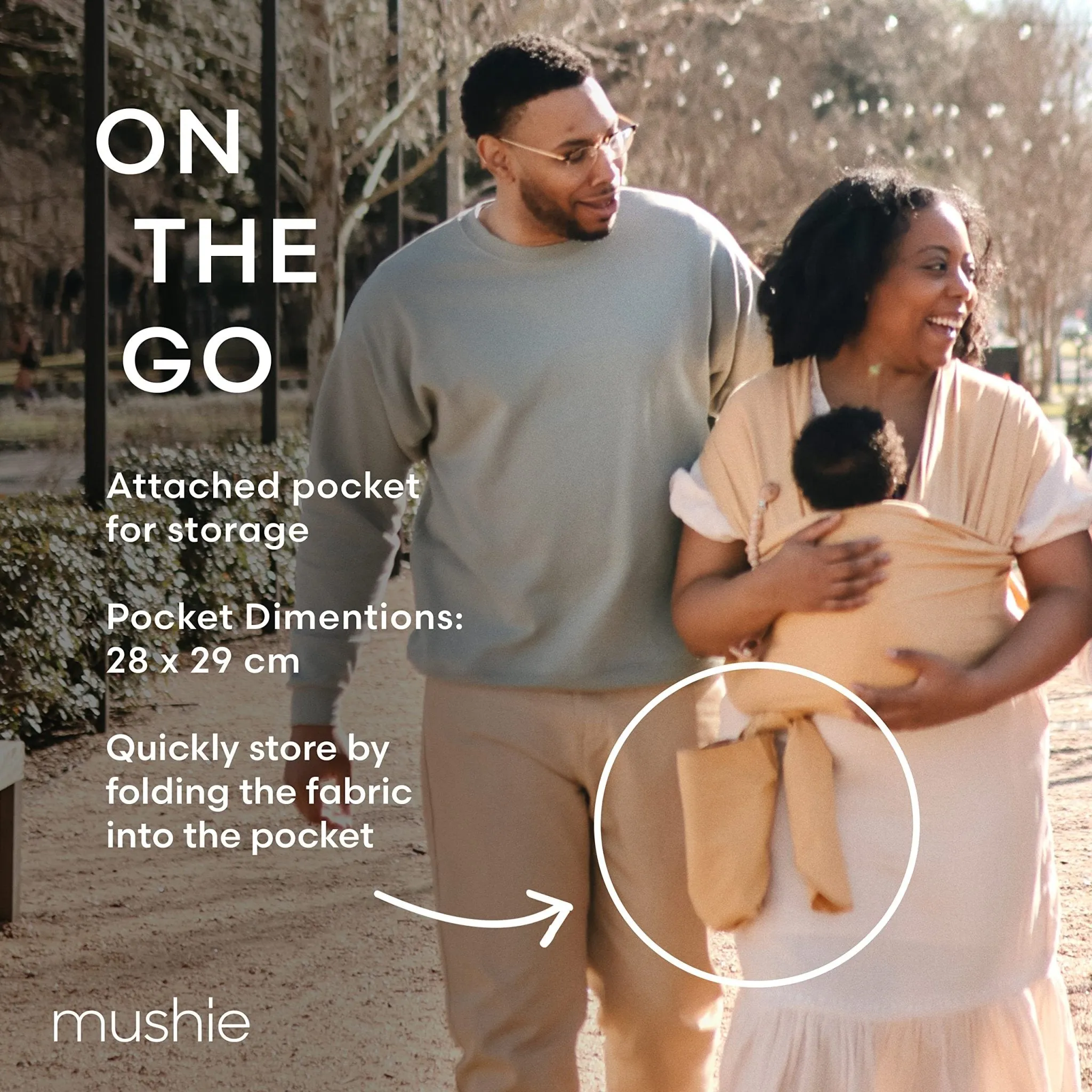 Mushie: Baby Wrap Carrier – 100% Organic Cotton Sling for Newborns and Babies 8-35 lbs