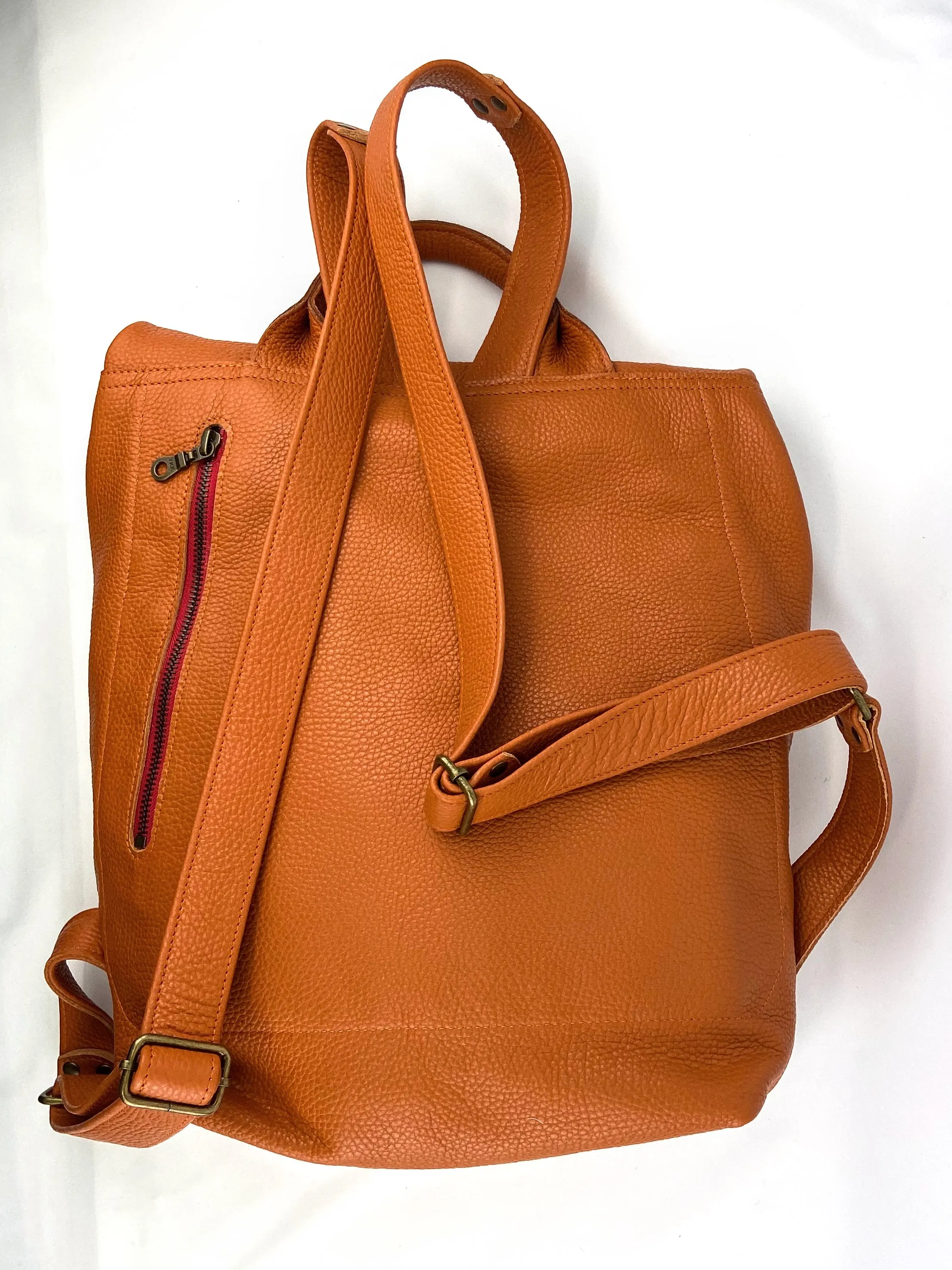 Nancy rucksack in burnt orange pebbled leather