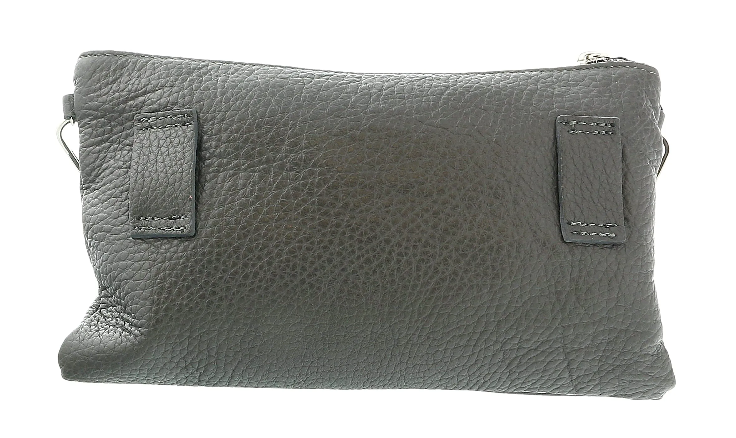Pierre Cardin Anthracite Leather Small Slouchy Fashion Pouch Clutch