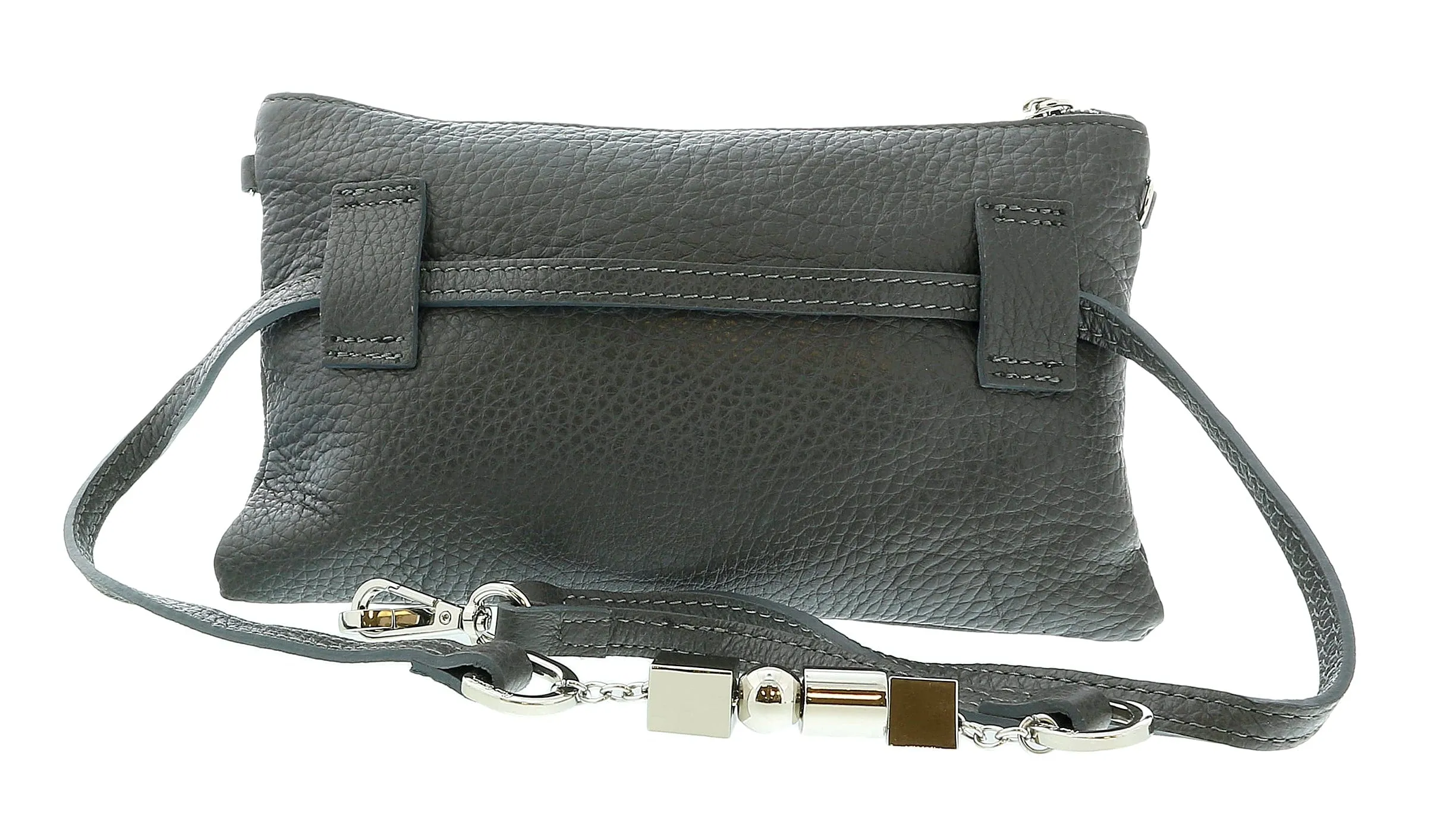Pierre Cardin Anthracite Leather Small Slouchy Fashion Pouch Clutch