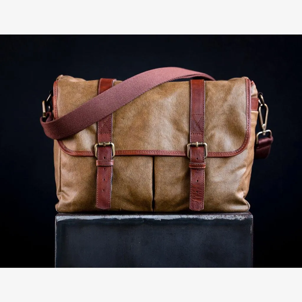 Roma Olive Green Waxed Canvas Camera Bag