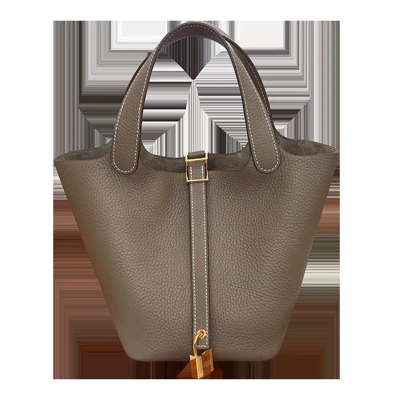 SEALBEER Women's bag 2025 premium sense first layer cowhide vegetable basket women's bag portable mommy bag genuine leather women's bag bucket bag
