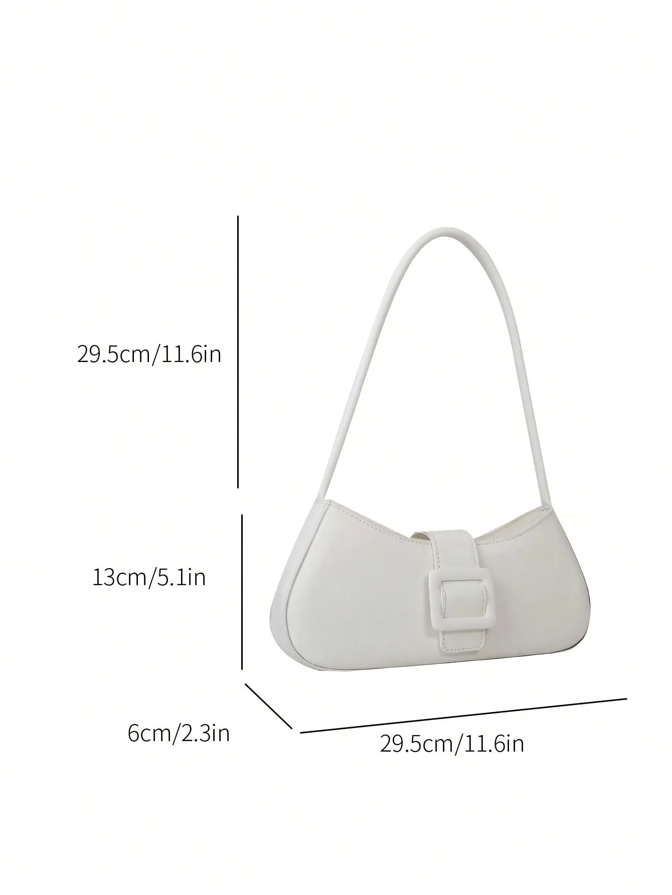 Solid Color Buckle Decor Medium Bag