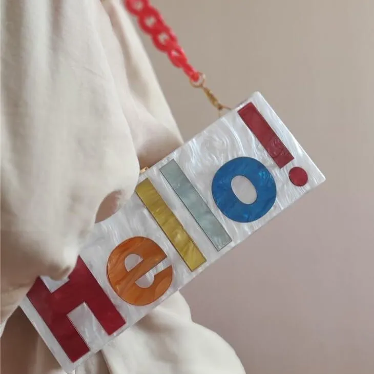 Stylish Letter Acrylic Clutch Bag