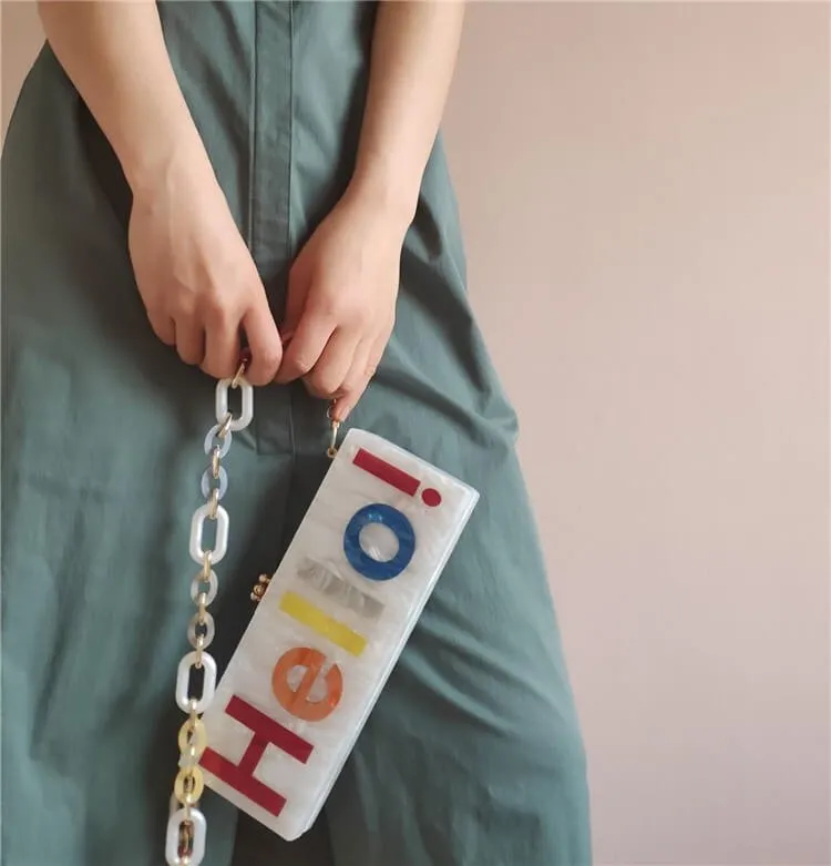 Stylish Letter Acrylic Clutch Bag