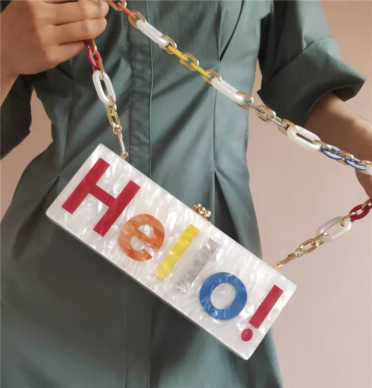Stylish Letter Acrylic Clutch Bag
