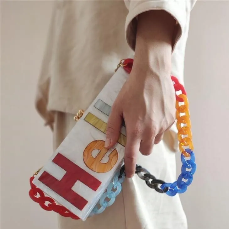 Stylish Letter Acrylic Clutch Bag