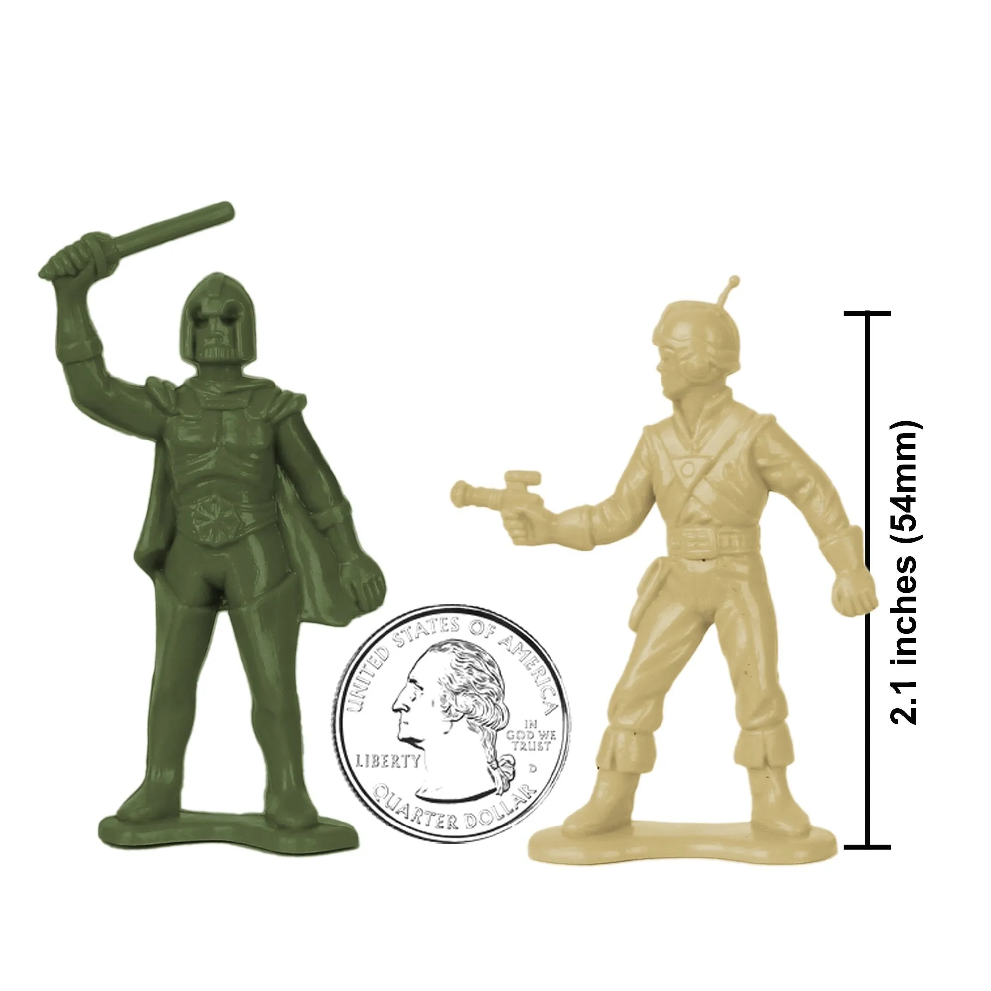 TimMee Galaxy Laser Team SPACE Figures - Tan vs Olive Green 50pc Set Made in USA