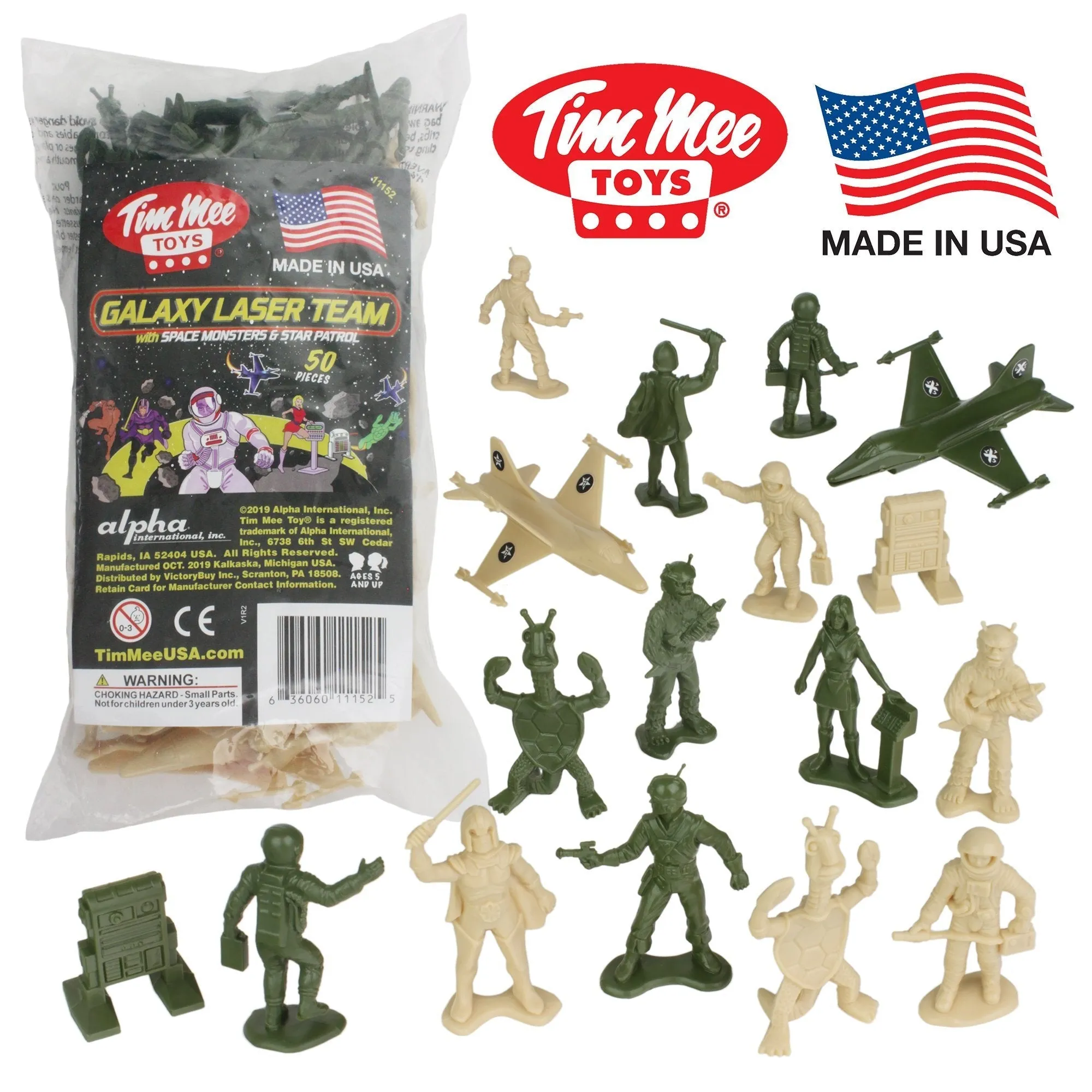 TimMee Galaxy Laser Team SPACE Figures - Tan vs Olive Green 50pc Set Made in USA