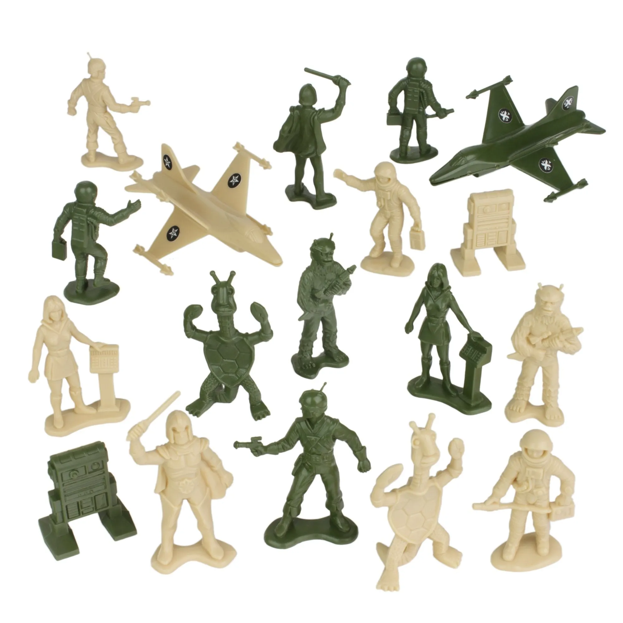 TimMee Galaxy Laser Team SPACE Figures - Tan vs Olive Green 50pc Set Made in USA
