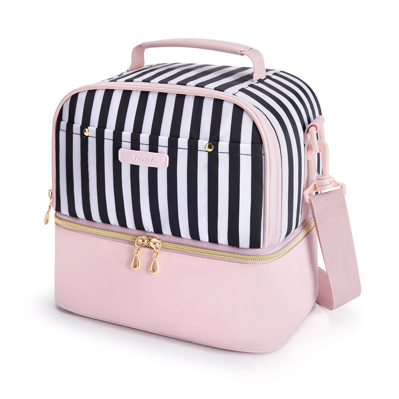 TOURIT Lunch Bag Insulated Tote Lunch Box for Women, Double Deck Cooler & Thermal Lunch Bag with Reusable Long-Lasting Ice Packs for Work, School, Picnic, Beach, Adult, Kids, 2 Packs Pink Unicorn