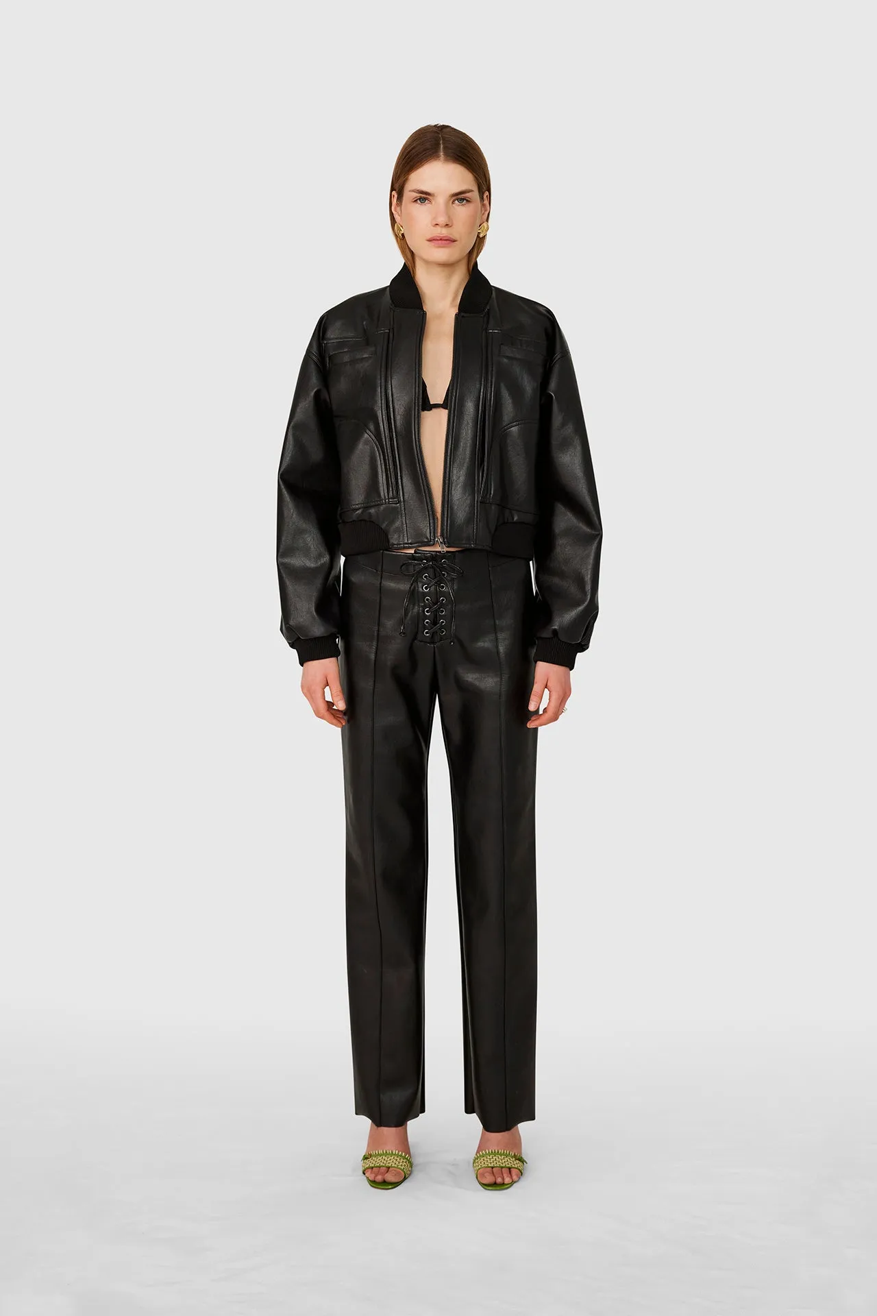 Vegan Leather Eyelet Trousers