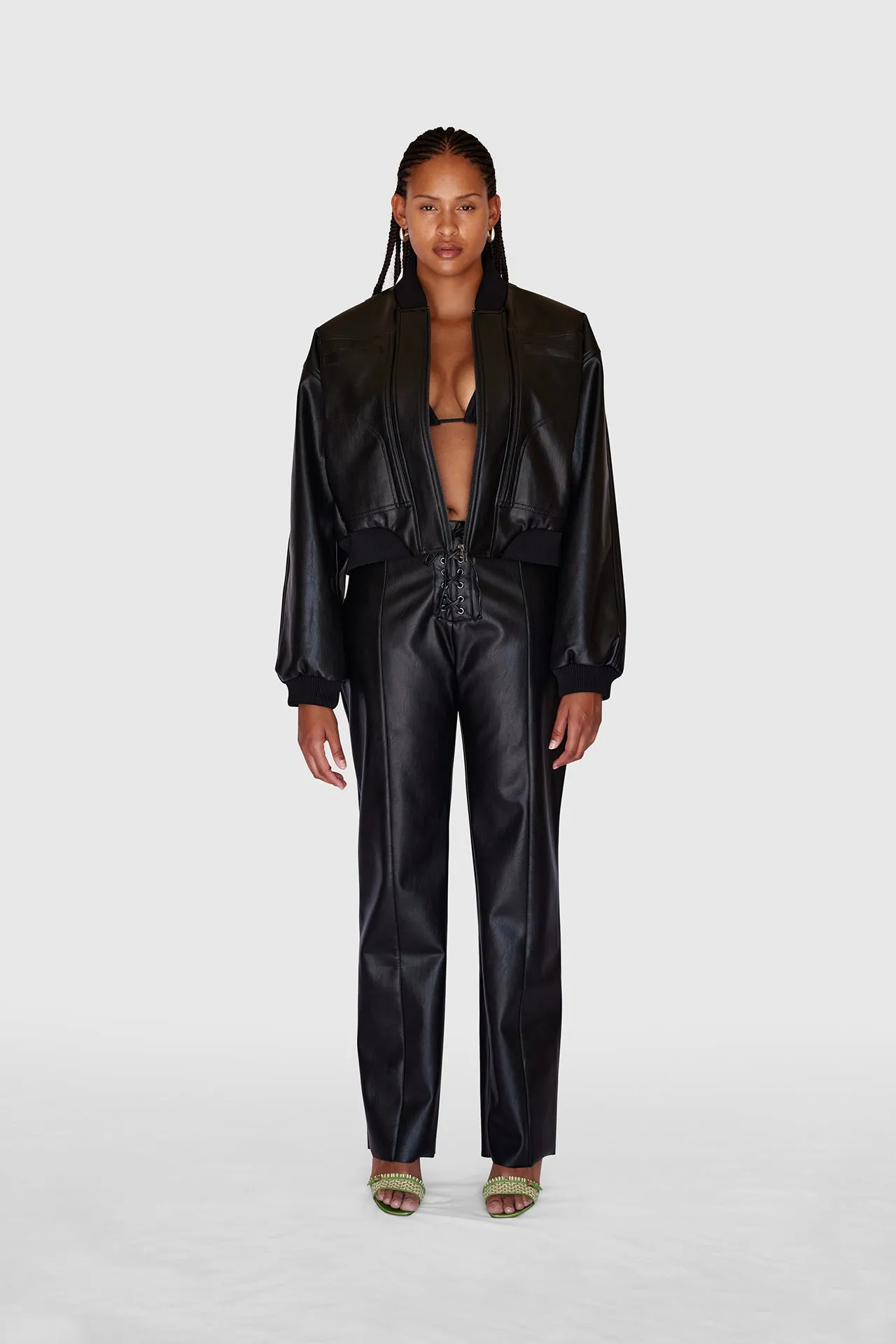 Vegan Leather Eyelet Trousers