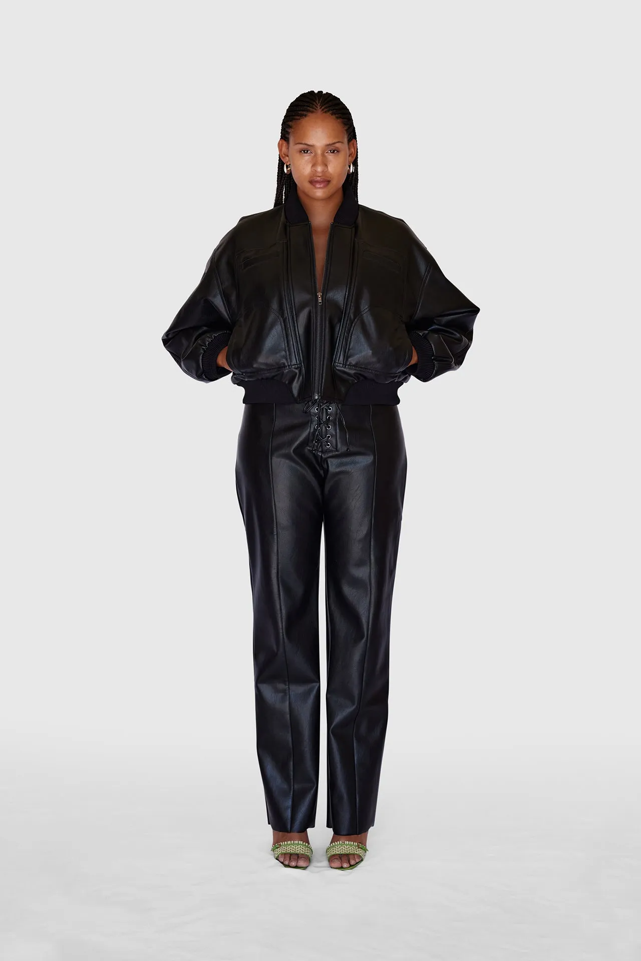 Vegan Leather Eyelet Trousers