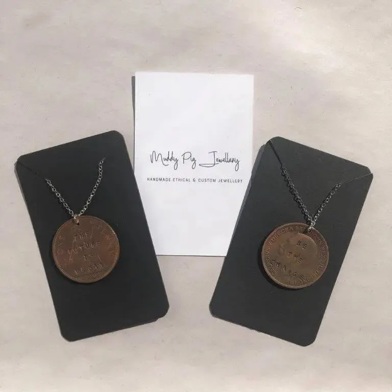 Vegan penny with message