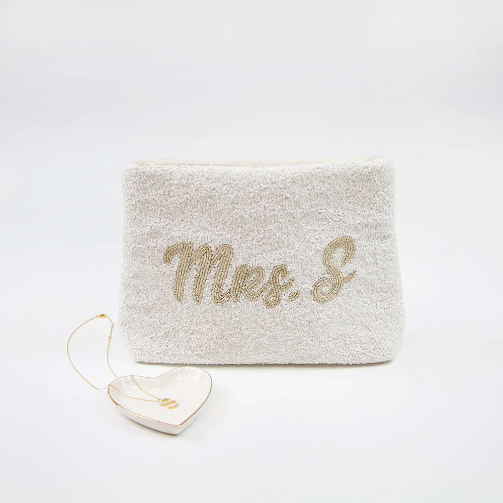 Velvet Beaded Pouch Clutch (CLB)