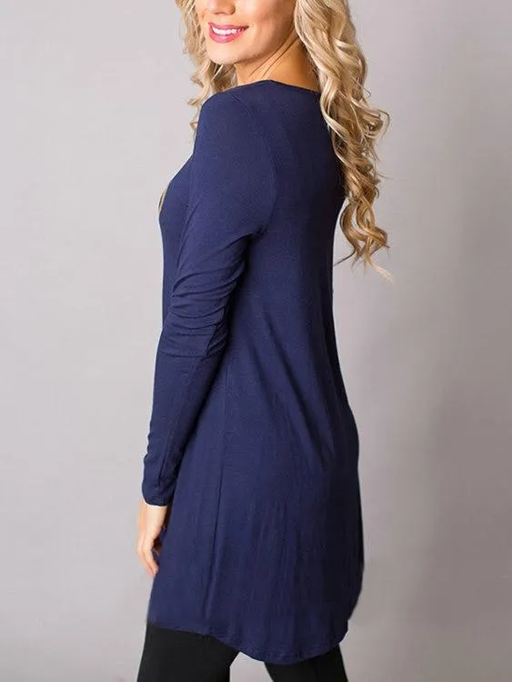 Wholesale Round Neck Stripe Long Sleeve Navy Mini Dress